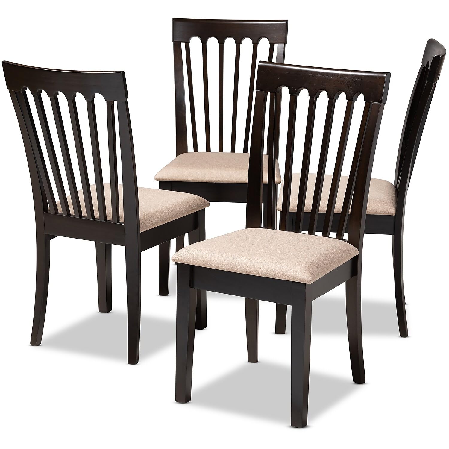 Baxton Studio Minette Modern and Contemporary Sand Fabric Upholstered Espresso Brown Finished Wood Dining Chair
